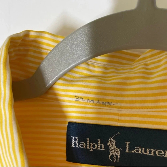Ralph Lauren Blue Label Yellow Stripe Button Up Size 15.5 33/34 - Picture 3 of 9